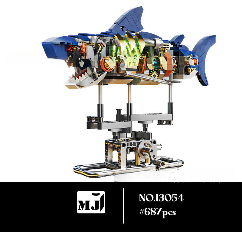 Semi-mechanical half planer devil fish fish piranha marine creature whale shark model building block