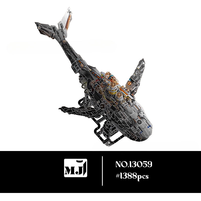 Semi-mechanical half planer devil fish fish piranha marine creature whale shark model building block