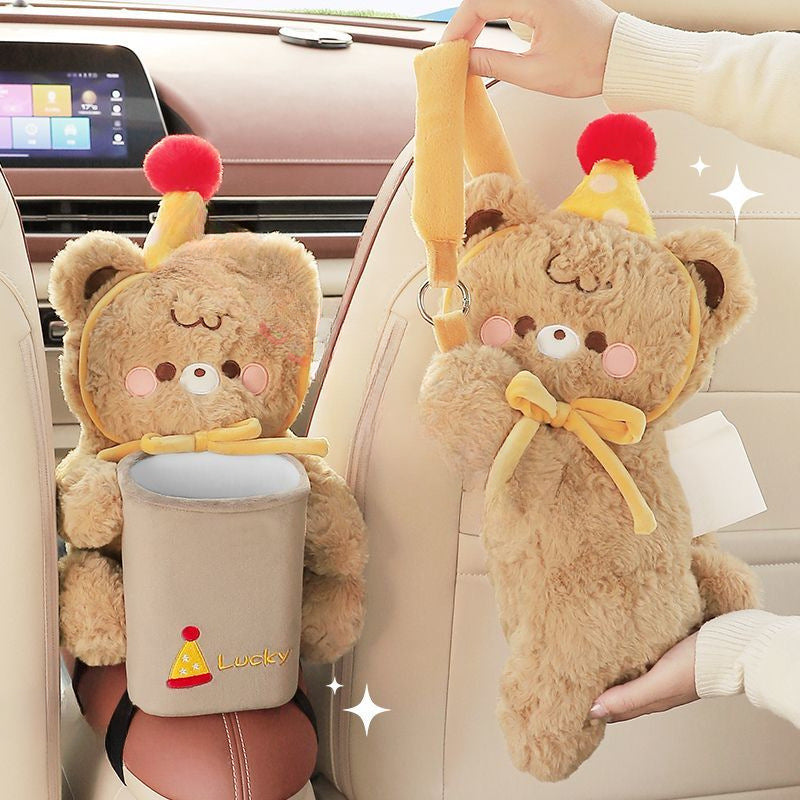 Car tissue box Trash can 2-in-1 creative armrest box Multifunctional pumping carton Car tissue hanging bag