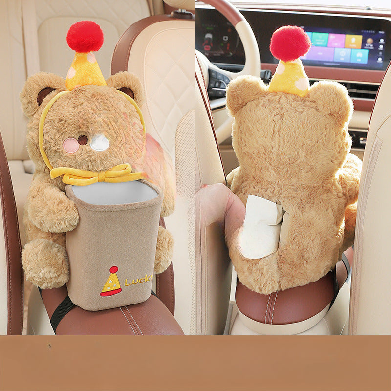 Car tissue box Trash can 2-in-1 creative armrest box Multifunctional pumping carton Car tissue hanging bag