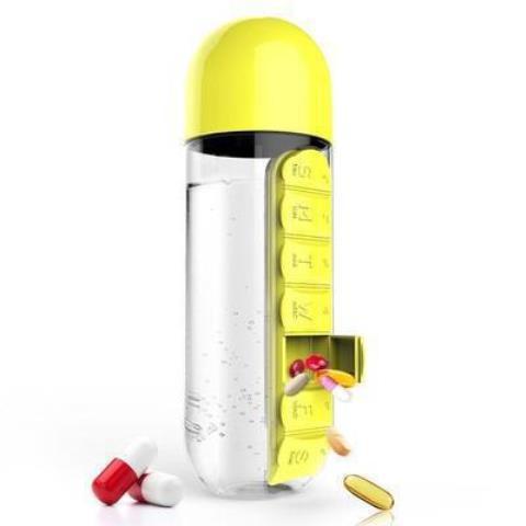 Multifunctional two-in-one creative water cup 7 grids, easy to carry outdoors, water bottle cup