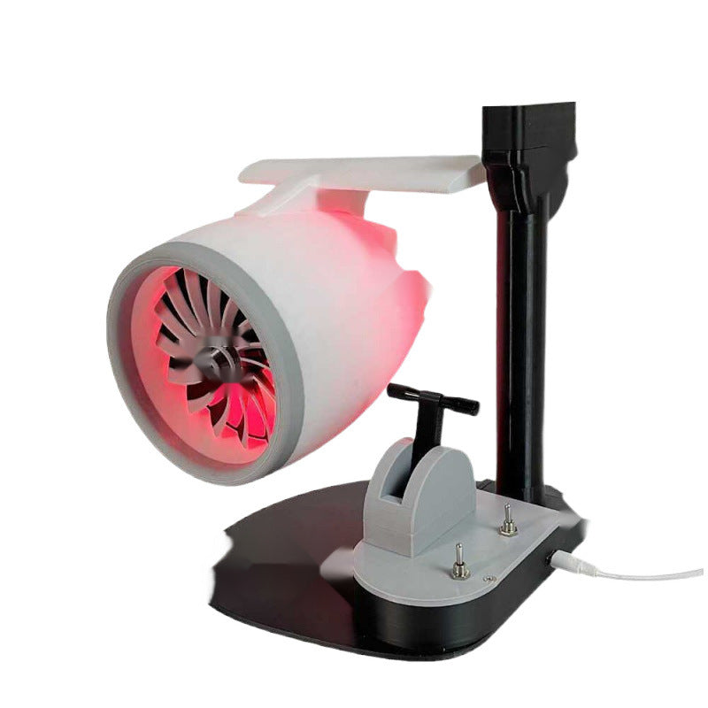 Turbine aircraft engine fan, humidifying spray with light and technological sense