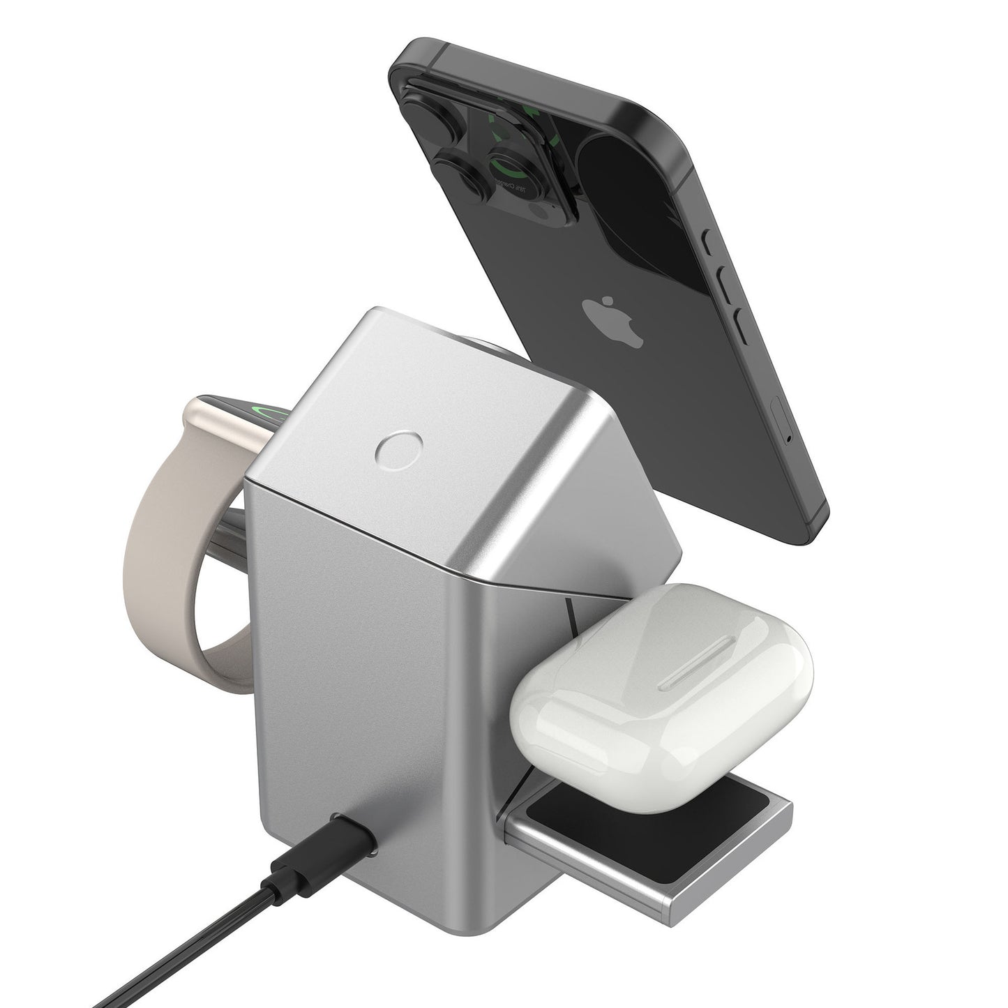 Rubik's Cube rotating magnetic wireless charger four-in-one strong magnetic cross-border 15W fast charging night light multi-function desktop charging
