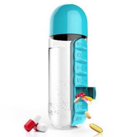Multifunctional two-in-one creative water cup 7 grids, easy to carry outdoors, water bottle cup