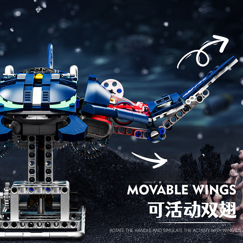 Semi-mechanical half planer devil fish fish piranha marine creature whale shark model building block