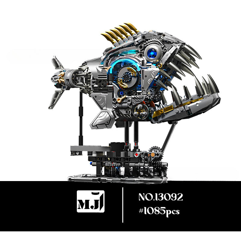 Semi-mechanical half planer devil fish fish piranha marine creature whale shark model building block