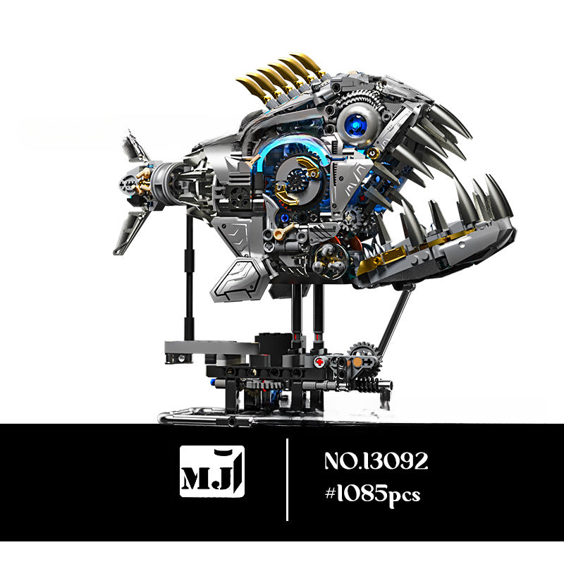 Semi-mechanical half planer devil fish fish piranha marine creature whale shark model building block