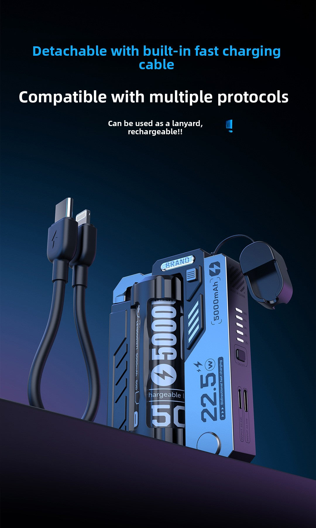 Magazine power bank one-click power exchange large capacity 21700 battery charger 22.5w fast charging mobile power supply