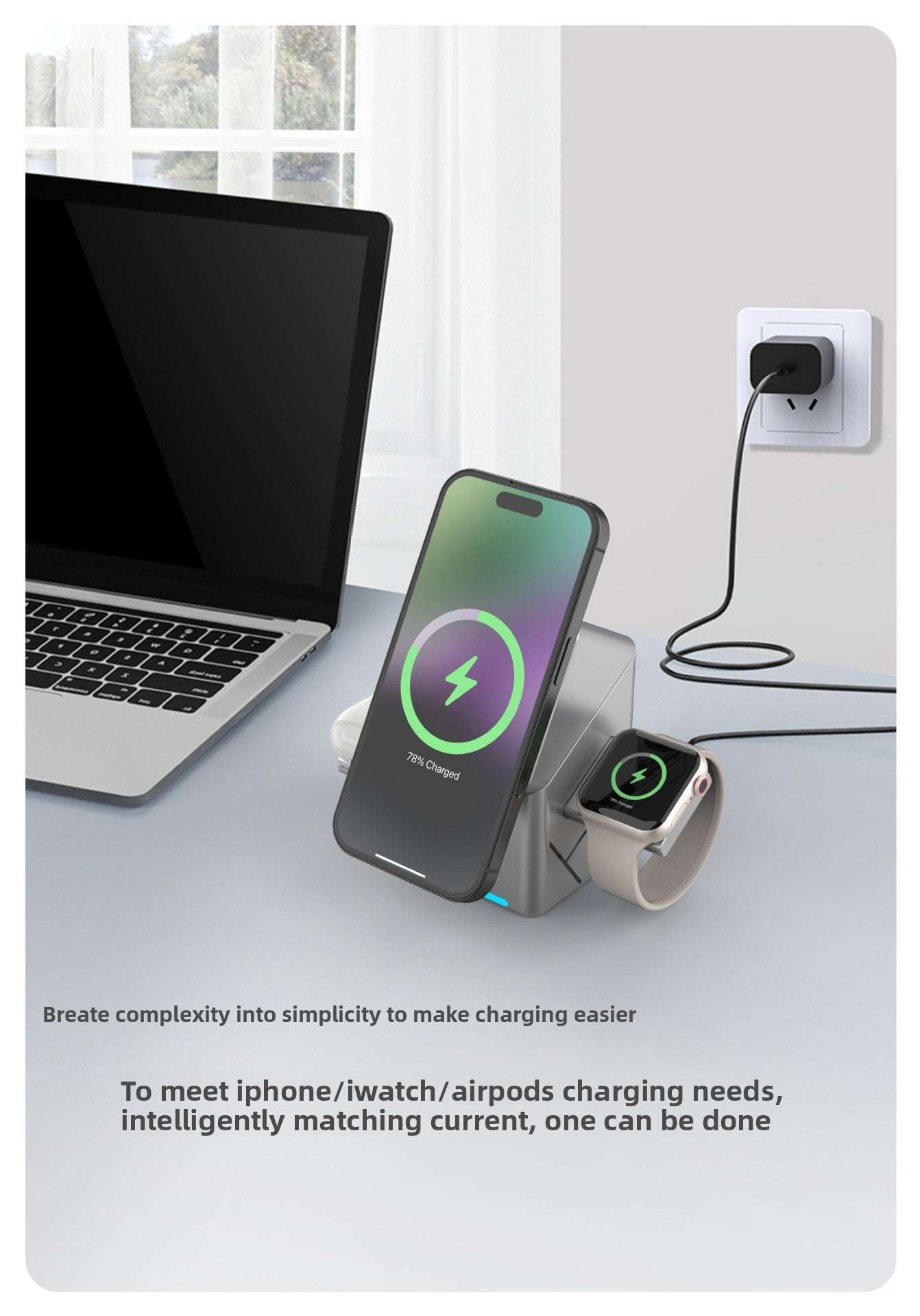 Rubik's Cube rotating magnetic wireless charger four-in-one strong magnetic cross-border 15W fast charging night light multi-function desktop charging