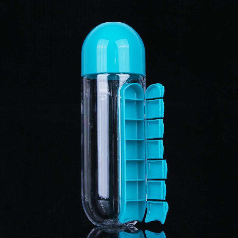 Multifunctional two-in-one creative water cup 7 grids, easy to carry outdoors, water bottle cup
