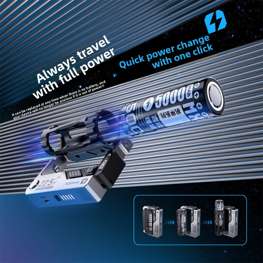Magazine power bank one-click power exchange large capacity 21700 battery charger 22.5w fast charging mobile power supply