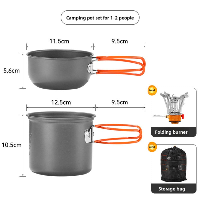DS101 Outdoor Camping Pot Set 1-2 People Backpacker Cooker Set Pot Head Coffee Cup Multifunctional Pot Set