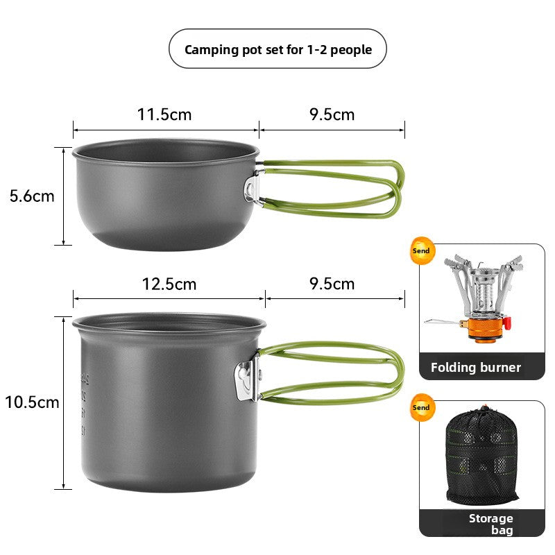 DS101 Outdoor Camping Pot Set 1-2 People Backpacker Cooker Set Pot Head Coffee Cup Multifunctional Pot Set