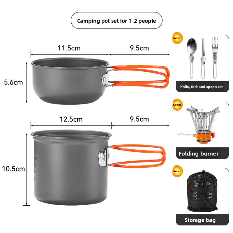 DS101 Outdoor Camping Pot Set 1-2 People Backpacker Cooker Set Pot Head Coffee Cup Multifunctional Pot Set