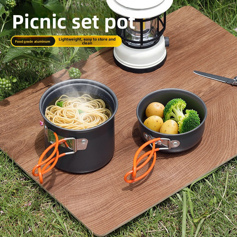 DS101 Outdoor Camping Pot Set 1-2 People Backpacker Cooker Set Pot Head Coffee Cup Multifunctional Pot Set