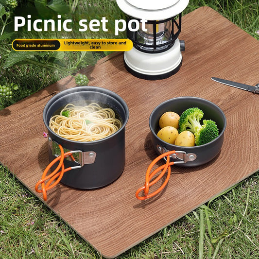 DS101 Outdoor Camping Pot Set 1-2 People Backpacker Cooker Set Pot Head Coffee Cup Multifunctional Pot Set