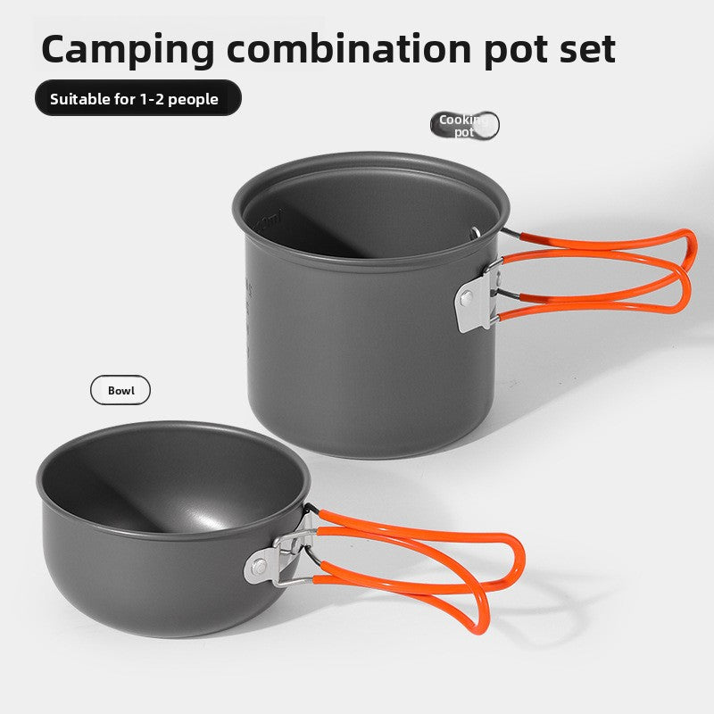 DS101 Outdoor Camping Pot Set 1-2 People Backpacker Cooker Set Pot Head Coffee Cup Multifunctional Pot Set