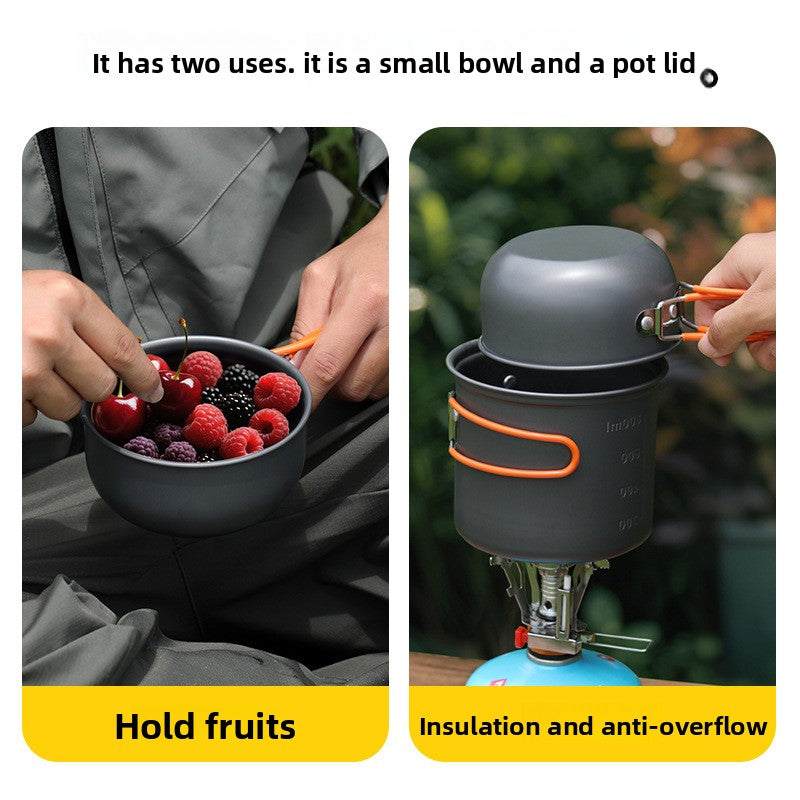 DS101 Outdoor Camping Pot Set 1-2 People Backpacker Cooker Set Pot Head Coffee Cup Multifunctional Pot Set