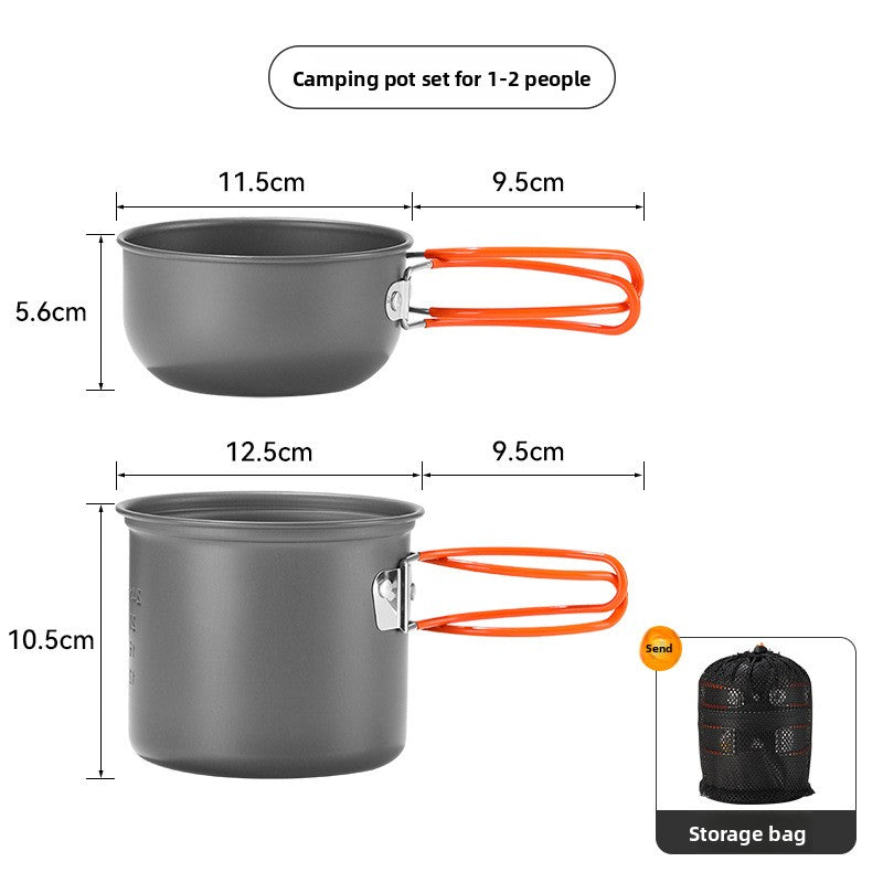 DS101 Outdoor Camping Pot Set 1-2 People Backpacker Cooker Set Pot Head Coffee Cup Multifunctional Pot Set