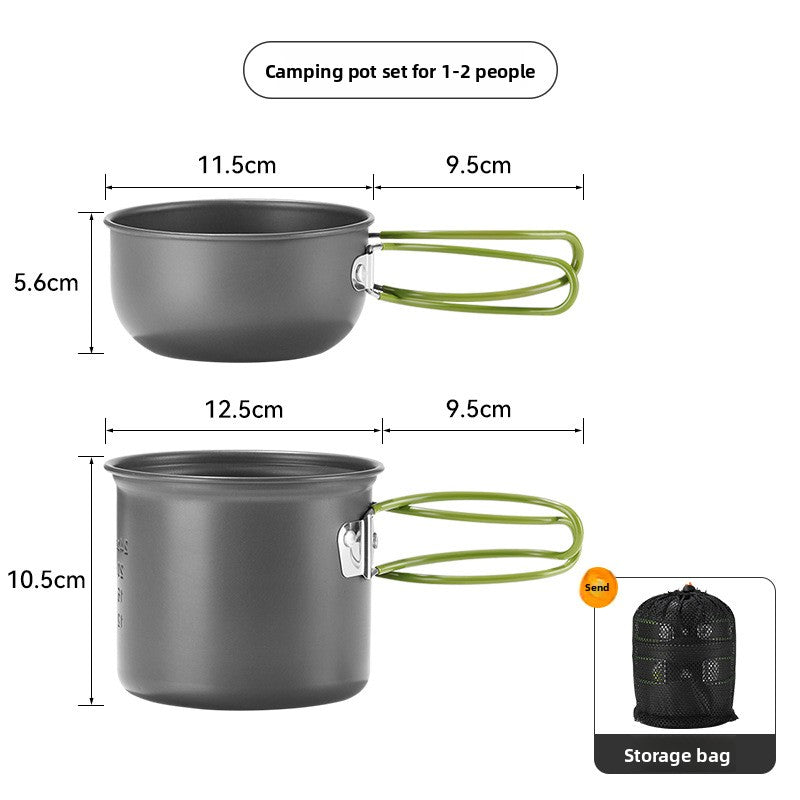 DS101 Outdoor Camping Pot Set 1-2 People Backpacker Cooker Set Pot Head Coffee Cup Multifunctional Pot Set