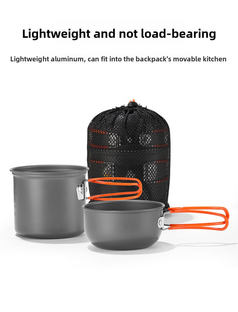 DS101 Outdoor Camping Pot Set 1-2 People Backpacker Cooker Set Pot Head Coffee Cup Multifunctional Pot Set